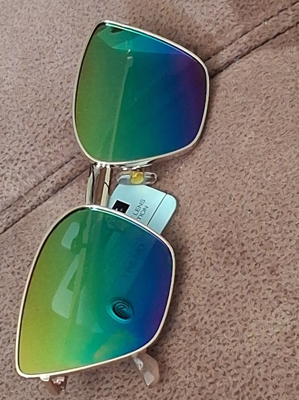 Foster Grant Goldtone Frame Sunglasses with Green-Blue Mirrored Lenses